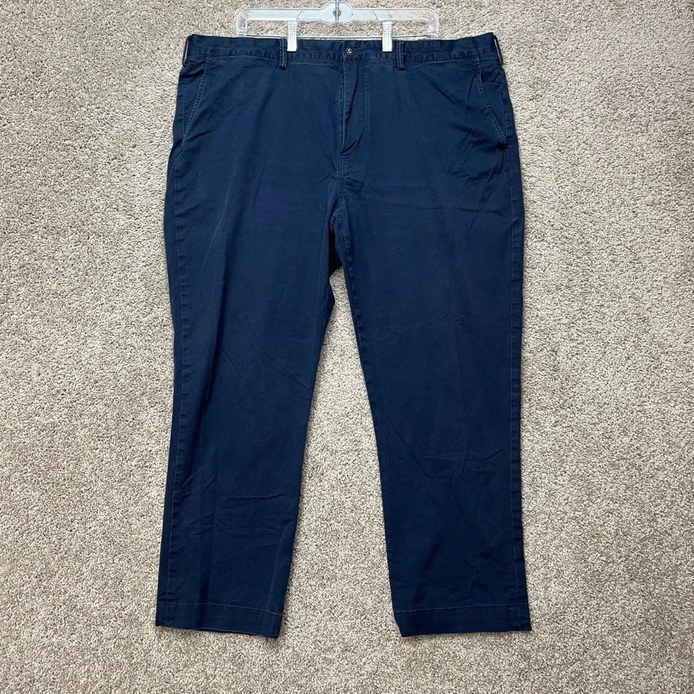 Polo Ralph Lauren Pants Mens 42x30 Navy Blue‎ Chino Stretch Straight Fit Twill